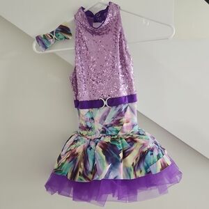 Revolution Purple Sequin Kids Dance Costume